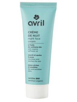 Crème de nuit peau sèche et sensible à l'huile de carthame bio 50ml Avril jojoba aloe vera Herboristerie de paris