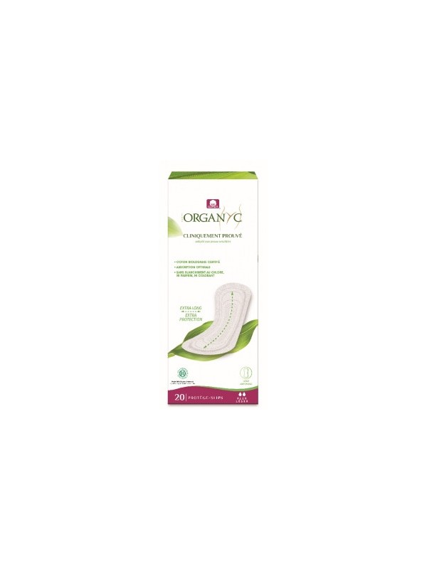 Protège Slips Maxi extra long Boîte de 20 Organyc