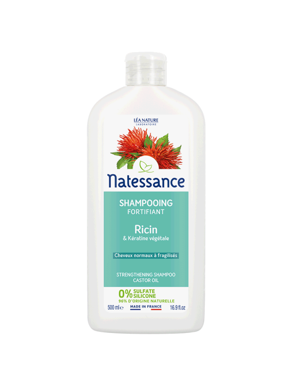 Shampooing fortifiant Ricin bio 500ml Natessance ricin kératine végétale Herboristerie de paris