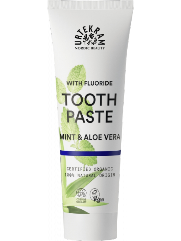 Dentifrice Menthe et Fluor 75ml Urtekram renforce l'émail et les gencives Herboristerie de paris