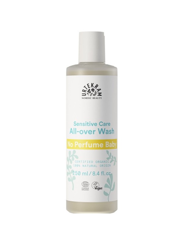 Gel douche bébé corps et cheveux sans parfum 250ml Urtekram peau sensible protégée de bébé Herboristerie de paris