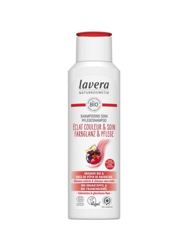 Shampoing éclat couleur et soin 250ml Lavera cheveux colorés Herboristerie de paris
