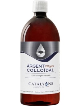Argent colloïdal Oligo élément 20 PPM Catalyons 1000ml Catalyons usage cosmétique Herboristerie de paris