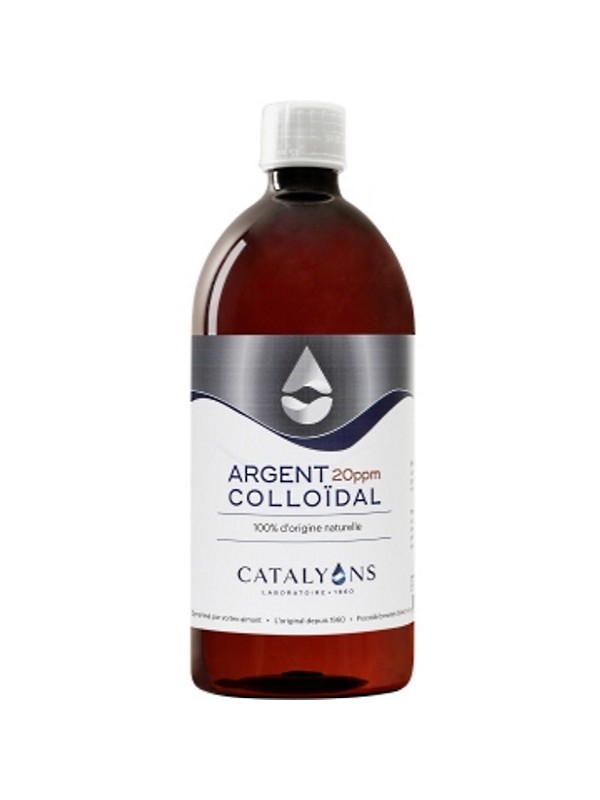 Argent colloïdal Oligo élément 20 PPM Catalyons 1000ml Catalyons usage cosmétique Herboristerie de paris