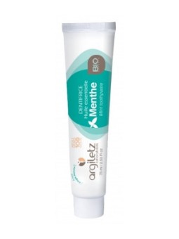 Dentifrice Menthe Bio à l'argile blanche 75 ml Argiletz haleine fraiche plaque dentaire éliminée Herboristerie de paris