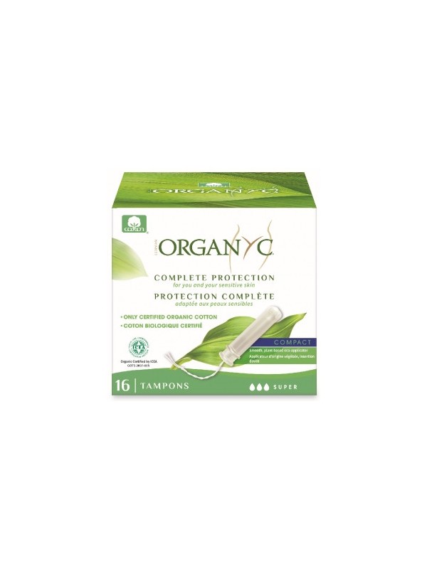 Tampon super avec applicateur compact Boîte de 16 Organyc