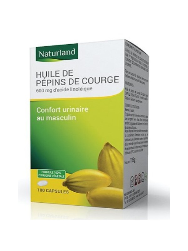 Huile de Pépin de courge bio 90 capsules Naturland Phytostérols confort urinaire Herboristerie de paris