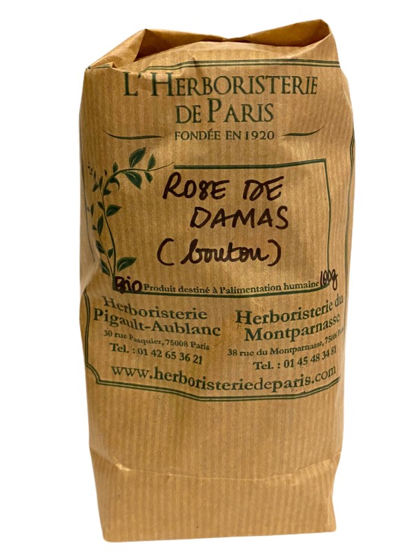 Rose de Damas Bouton Bio 100g Herboristerie de Paris usage cosmétique peaux sensibles