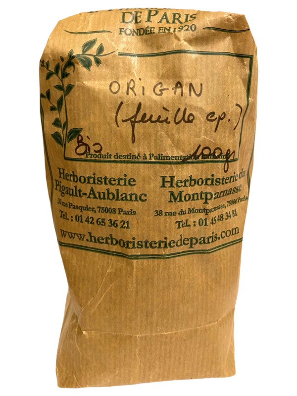 Origan feuille bio 100 gr Herboristerie de Paris de l'espèce Origanum vulgare