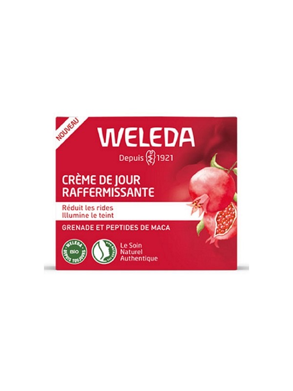 Crème de jour raffermissante Grenade Peptides de Maca 40ml Weleda anti rides anti âge Herboristerie de paris