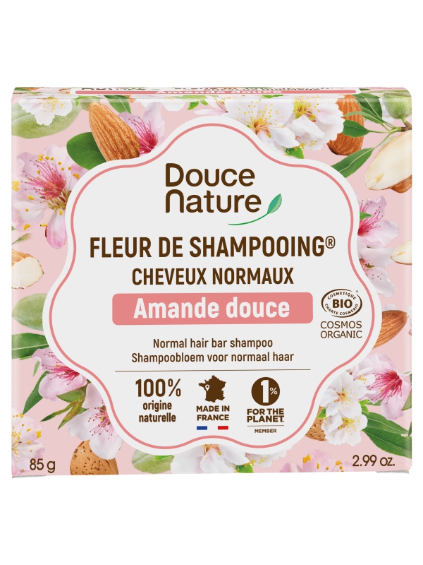 Fleur de Shampooing solide cheveux normaux Amande douce 85g Douce Nature