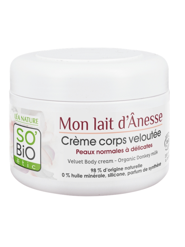 Crème veloutée nourrissante corps Mon lait d'Ânesse 200ml So'Bio étic soin corporel Herboristerie de paris