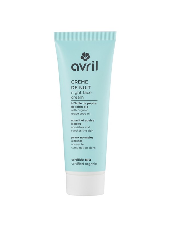 Crème de nuit peau normale et mixte à l'huile de Pépins de Raisin 50ml Avril