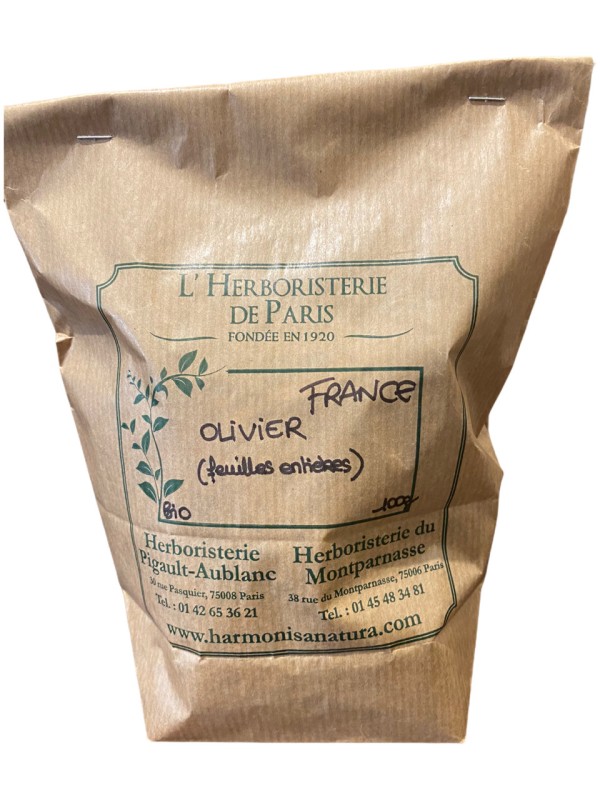 Olivier Feuille Entière BIO 100g Herboristerie de Paris aide au maintien de la pression vasculaire