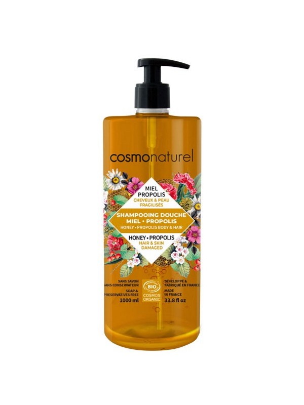 Shampoing douche Miel Propolis 1L Cosmo Naturel