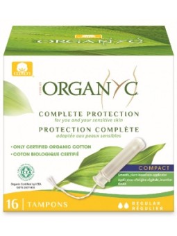 Tampon régulier avec applicateur compact Boîte de 16 Organyc