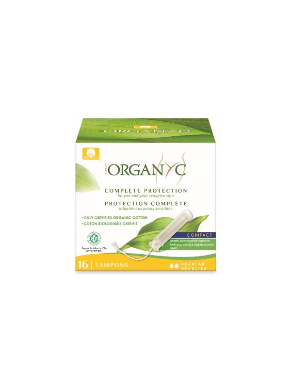 Tampon régulier avec applicateur compact Boîte de 16 Organyc