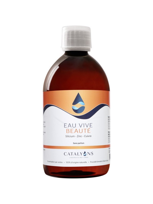 Eau vive Beauté de la Peau Recharge 500 ml Catalyons zinc cuivre silicium peau Herboristerie de paris