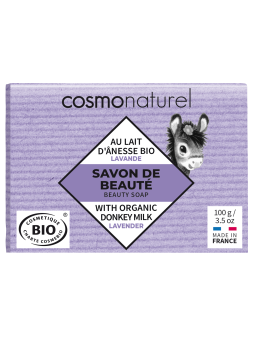 Savon au lait d'ânesse et à l'huile essentielle de Lavande 100g Cosmo Naturel