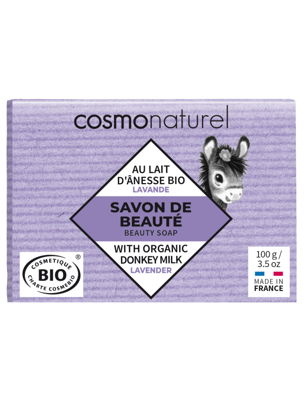 Savon au lait d'ânesse et à l'huile essentielle de Lavande 100g Cosmo Naturel