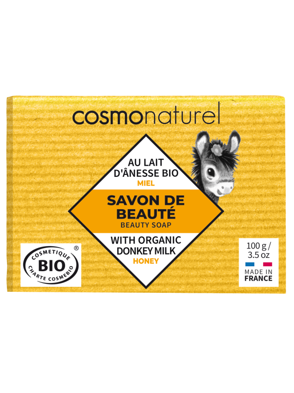 Savon au lait d'ânesse sans Parfum au Miel 100g Cosmo Naturel