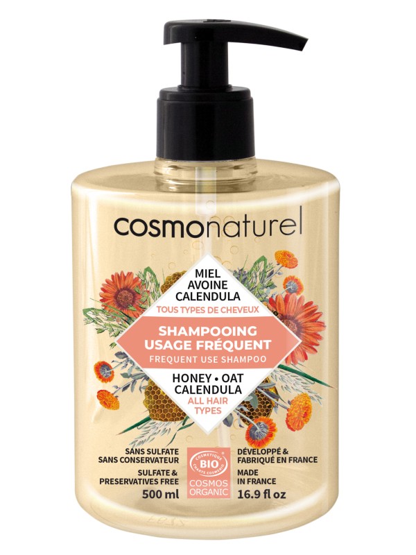 Shampoing usage fréquent Miel Calendula Avoine 500ml Cosmo Naturel