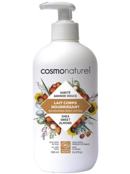 Lait Corps Nourrissant Bio Karité Amande douce 500ml Cosmo Naturel peau sèche et très sèche Herboristerie de paris