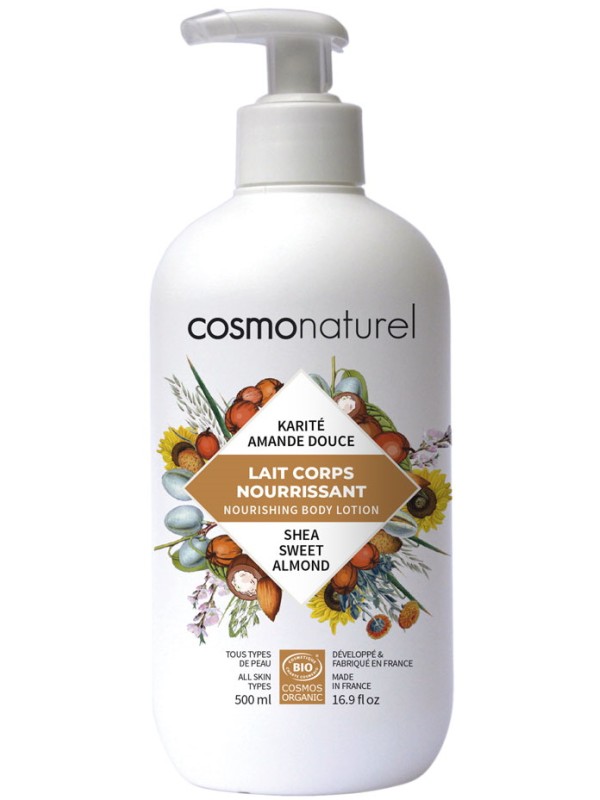 Lait Corps Nourrissant Bio Karité Amande douce 500ml Cosmo Naturel peau sèche et très sèche Herboristerie de paris