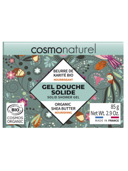 Gel douche solide au beurre de karité bio 85g Cosmo Naturel