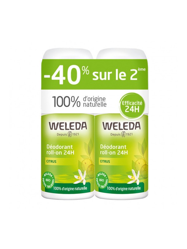 Duo Déodorant roll on 24h Citrus 2x50ml  Weleda