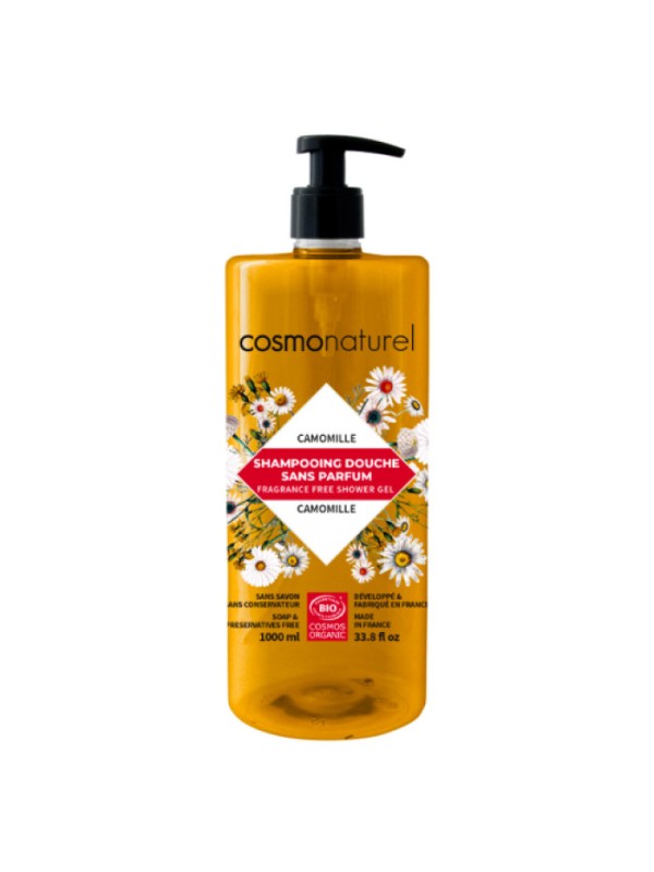 Shampooing douche sans parfum à l'extrait de Camomille 1L Cosmo Naturel peau fragile Herboristerie de paris