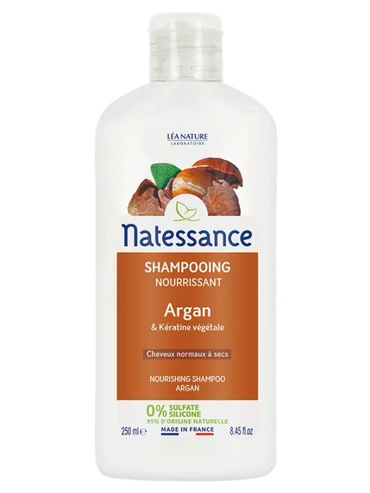Shampooing Nutrition Intense Argan 250ml Natessance argan coco kératine végétale Herboristerie de paris