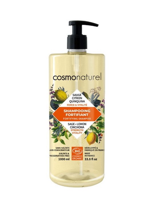 Shampooing Fortifiant Quinquina Sauge Citron 1L Cosmo Naturel force vigueur brillance Herboristerie de paris