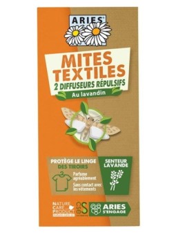 2 Diffuseurs de Répulsif anti-mites textiles Aries au lavandin et au neem Herboristerie de paris