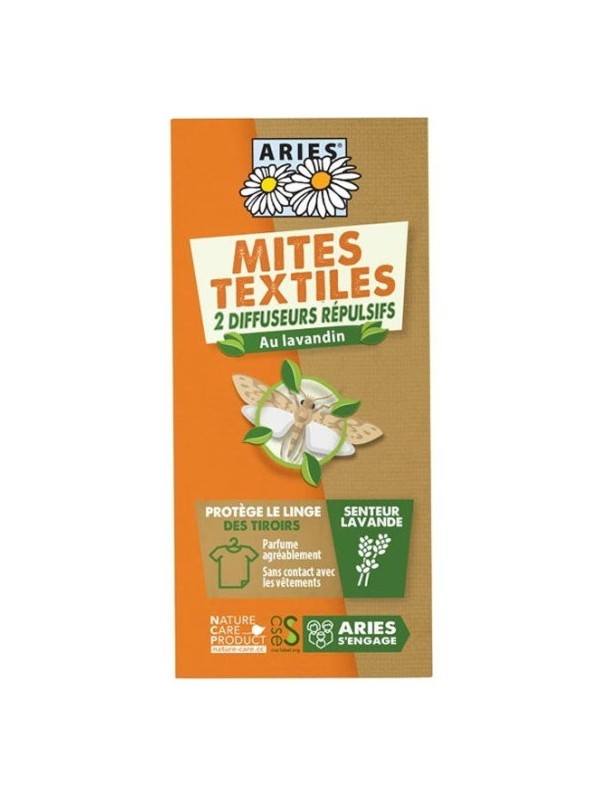 2 Diffuseurs de Répulsif anti-mites textiles Aries au lavandin et au neem Herboristerie de paris