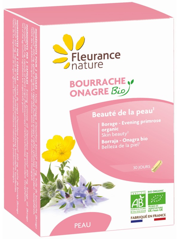Bourrache Onagre Bio 60 gélules Fleurance Nature acide gamma linolénique Herboristerie de paris