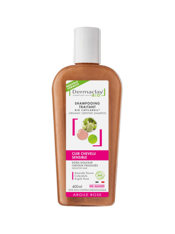 Shampoing Extra Douceur Capilargil à l'Argile Rose Cheveux fragiles et délicats 400ml Dermaclay  Herboristerie de Paris