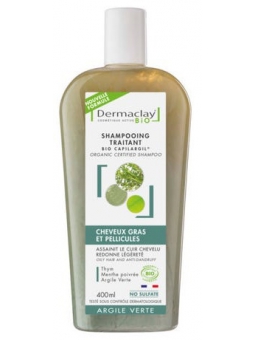 Capilargil à l'Argile verte cheveux gras et pellicules 400ml Dermaclay  Herboristerie de Paris