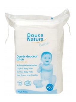 Carrés Maxi Baby coton bio et équitable 60 unités Douce Nature Herboristerie de Paris