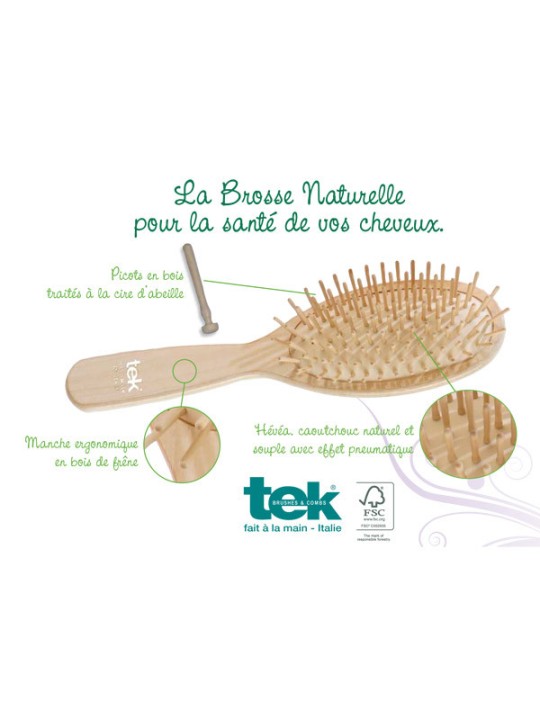 Grande Brosse ovale en Frêne naturel Tek