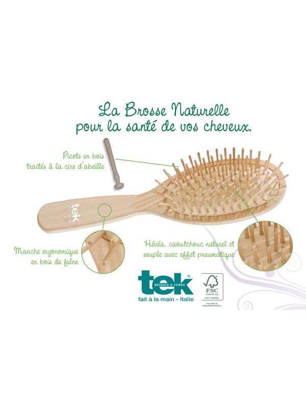 Grande Brosse ovale en Frêne naturel Tek