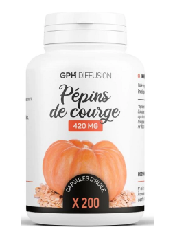 Huile de Pépins de Courge bio 420mg 200 capsules GPH Diffusion santé urinaire Herboristerie de paris