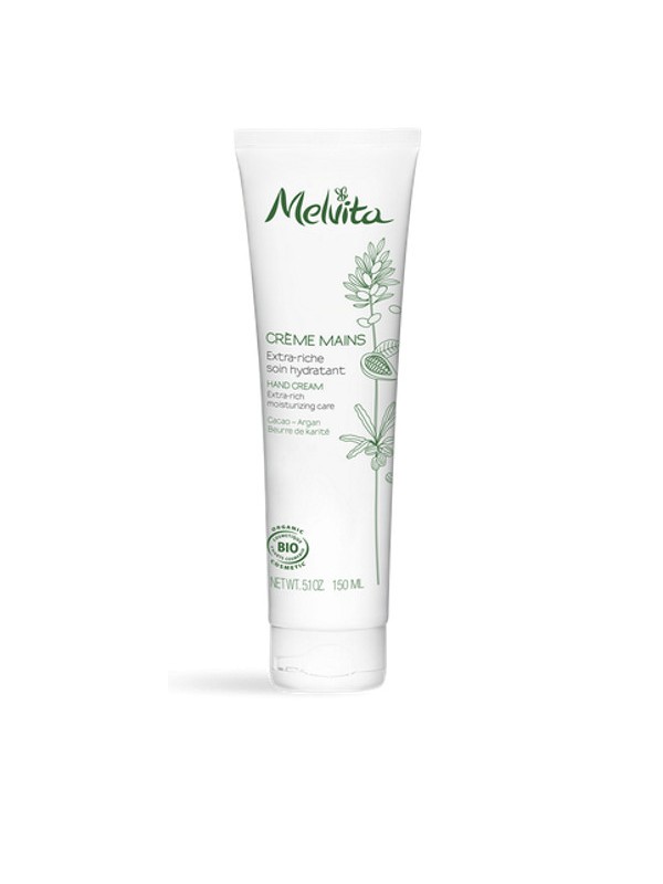 Crème extra riche mains beurre de cacao, argan et karité 150ml Melvita