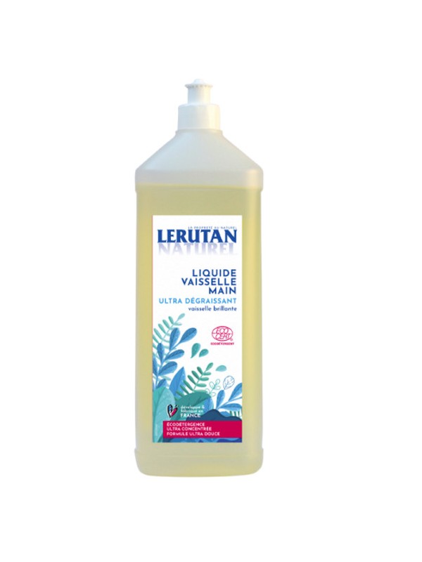 Liquide vaisselle ultra-concentré ultra-dégraissant Citron 1L Lérutan vaisselle nette Herboristerie de paris