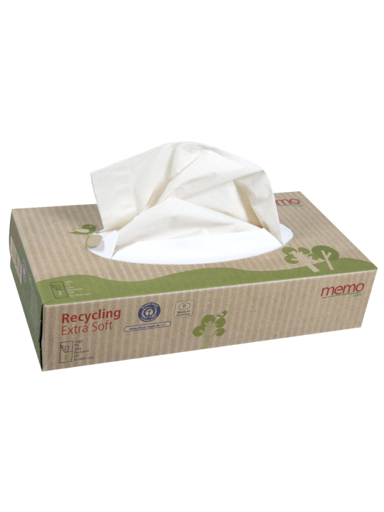 Boîte de 100 mouchoirs memo, papier recyclé 3 épaisseurs Droguerie Ecologique