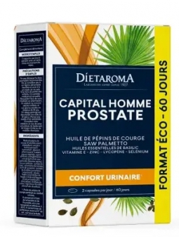 Capital Homme Prostate 120 capsules cure de 2 mois Dietaroma phytostérols confort urinaire Herboristerie de paris