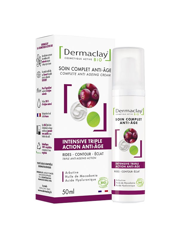 Soin complet intensive triple action anti âge 50ml Dermaclay acide hyaluronique Herboristerie de paris