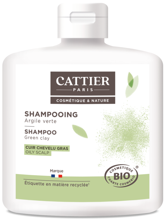 Shampoing à l'argile verte pour cheveux gras 250ml Cattier