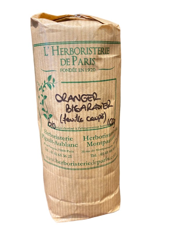 Oranger Bigaradier feuille coupée Bio 100gr Herboristerie de Paris feuilles d'oranger bio sommeil relaxation digestion