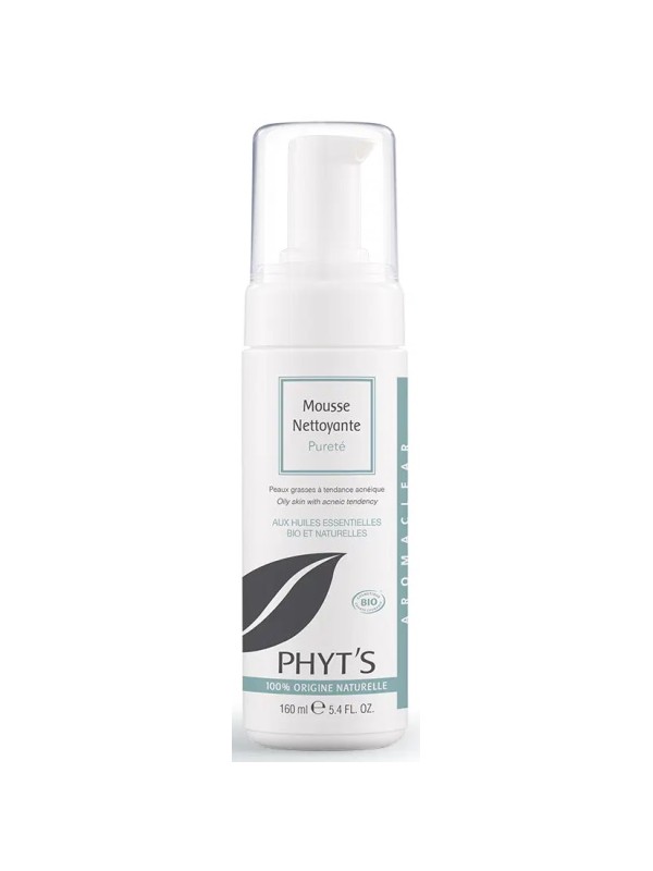 Mousse nettoyante pureté peaux grasses à tendance acnéique AROMACLEAR 160ml Phyts